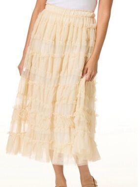Cato Cream Tiered Ruffle Maxi Skirt